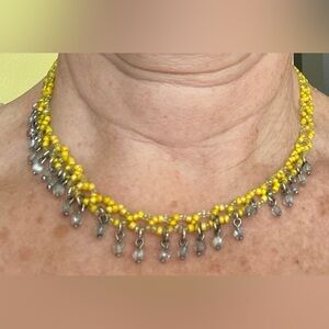 Avon Yellow Seed Bead Choker Style Necklace